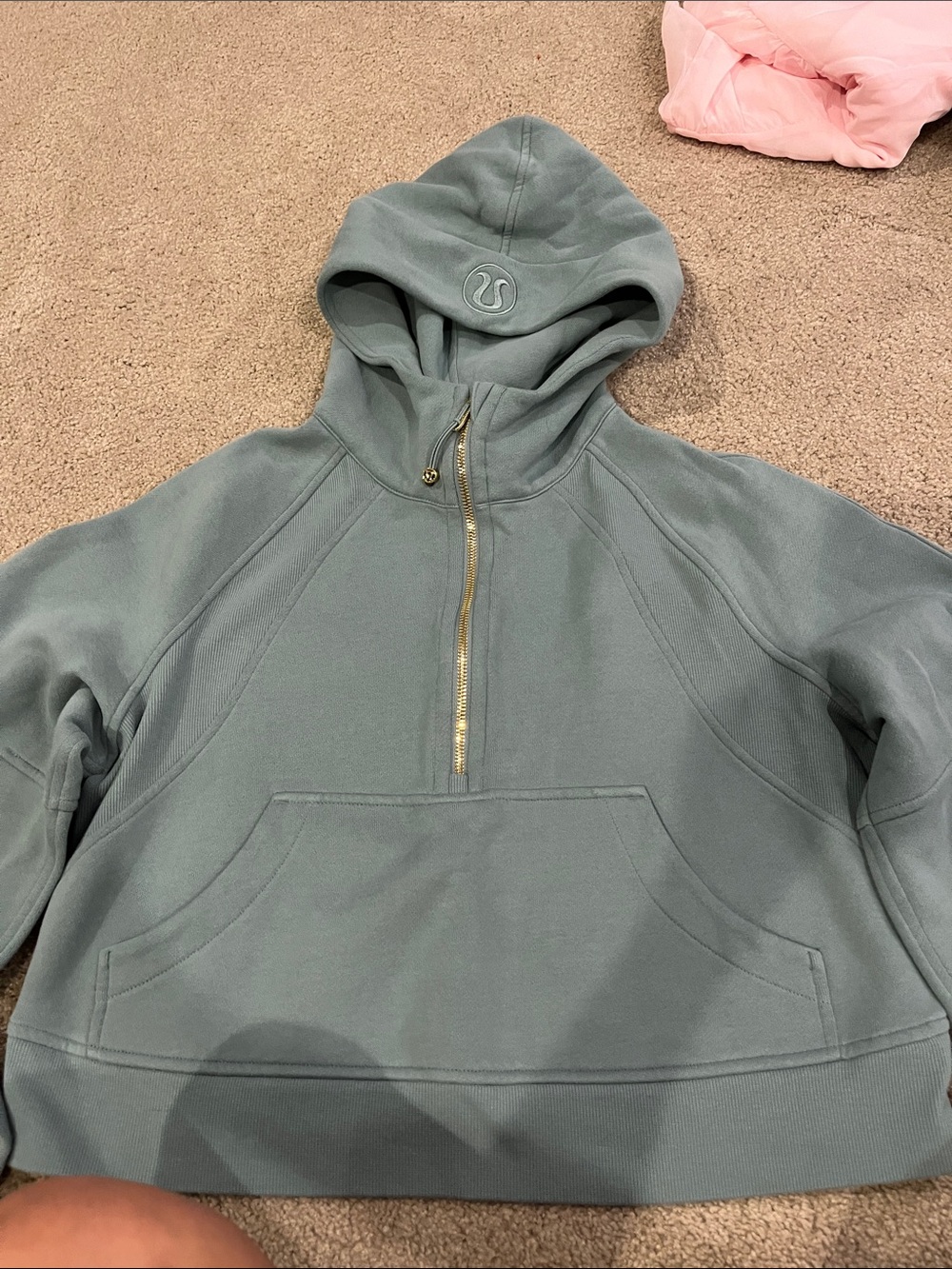 lululemon athletica Men's Sage Green Half-Zip Hoodie